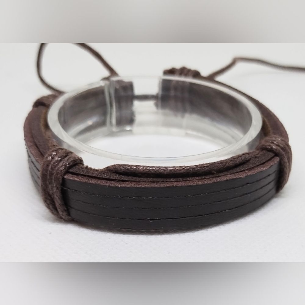 Men's bracelet leather‎ brown new e58